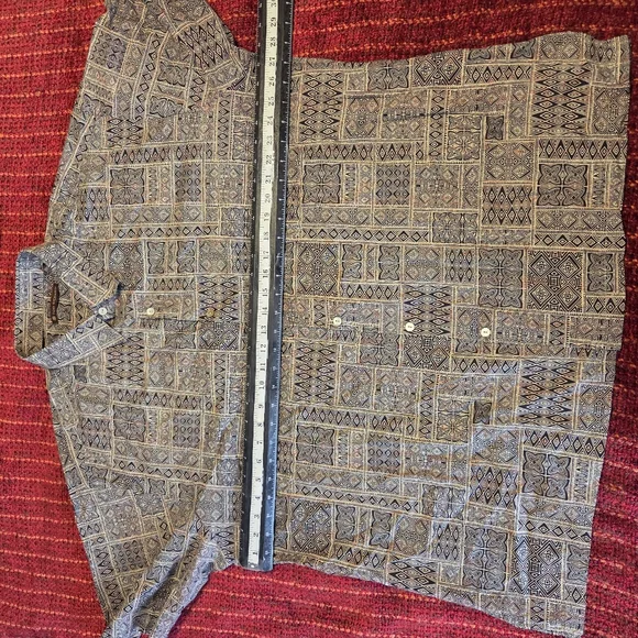 Tori Richard 2XL Short-Sleeve Button Shirt Cotton Lawn Tribal Geometric Hawaii - Picture 8 of 10